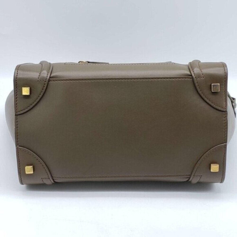 Authentic Celine Nano Luggage Taupe Leather Tote Bag Top Handle Crossbody Luxury - Picture 9 of 16